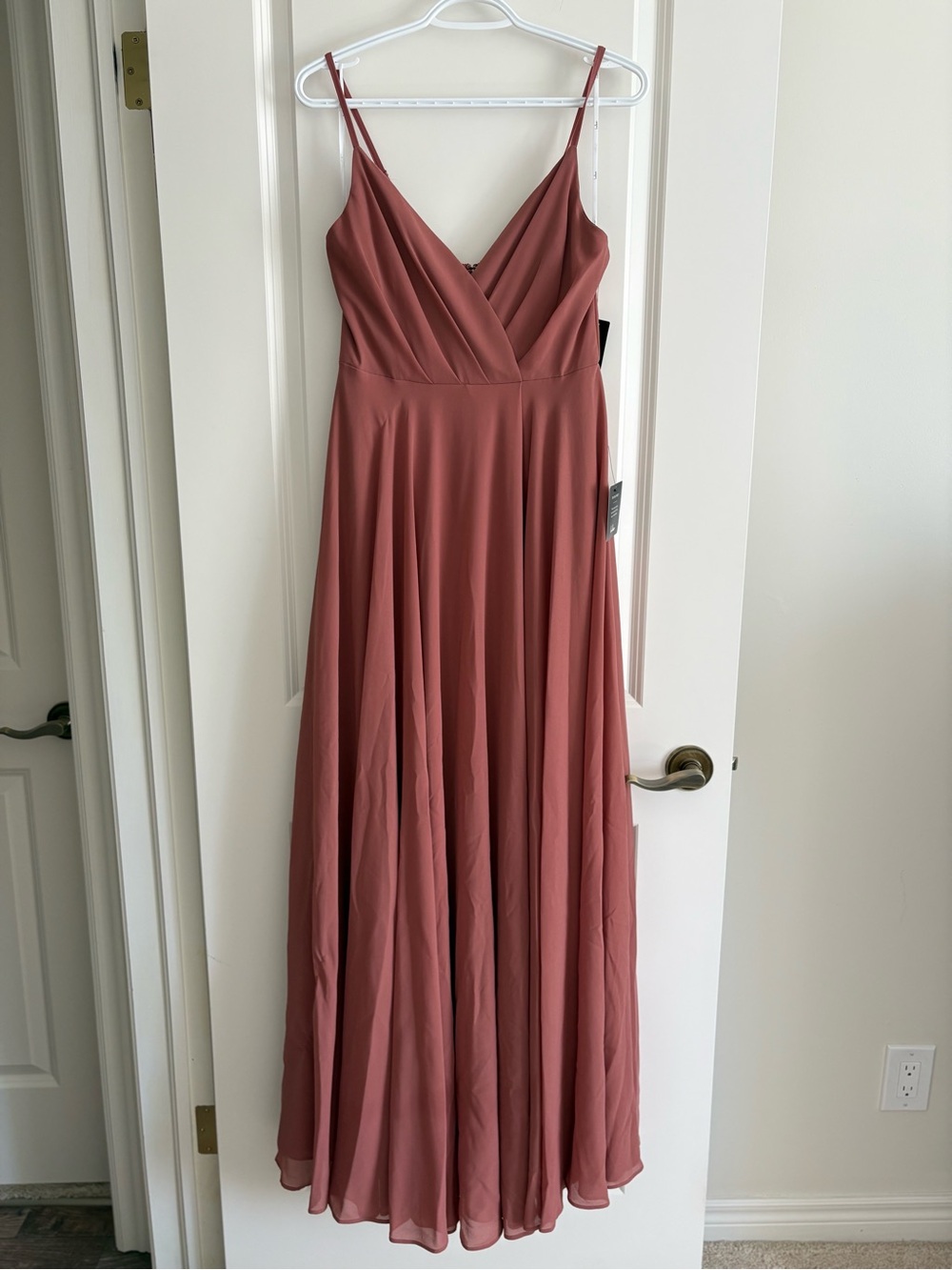 Lulus “All about love -Rusty Rose” Elegant Dusty Rose Spaghetti Strap Maxi Dress